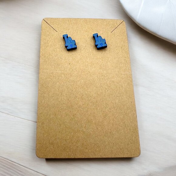 LA Dodgers Earrings | Wood Laser Engraved - Picture 2 of 3